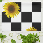 Zwart-wit Gecontroleerd & Zonnebloem Afdrukken Theedoek (Gevouwen)