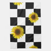 Zwart-wit Gecontroleerd & Zonnebloem Afdrukken Theedoek (Verticaal)