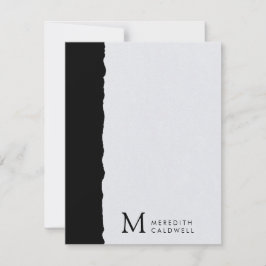 Zwart wit gedeckegeld randkleurenblok monogram notitiekaartje