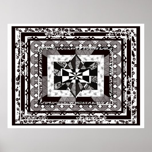 zwart wit, gedetailleerd HUGE Colossal Room Art Po Poster (Voorkant)