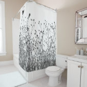 Zwart-wit gedroogd Plant Silhouette Douchegordijn (In situ)