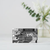 Zwart-wit gedrukte printplaat engineering visitekaartje (Staand voorkant)