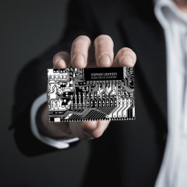 Zwart-wit gedrukte printplaat engineering visitekaartje