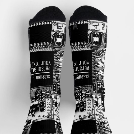 Zwart-wit gedrukte schakelkaart Geek Electronic Sokken (Top)