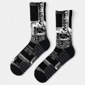 Zwart-wit gedrukte schakelkaart Geek Electronic Sokken (Links)