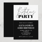 Zwart-wit gedurfde typografie 43ste verjaardag kaart (Voorkant / Achterkant)