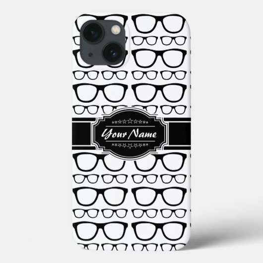 Zwart-wit geek nerd-bril op maat Case-Mate iPhone case (Achterkant)