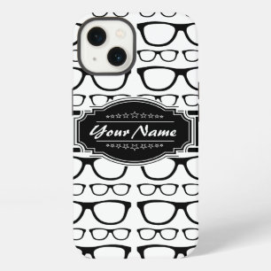 Zwart-wit geek nerd-bril op maat iPhone 13 hoesje