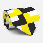 Zwart wit geel afwisselende trap stropdas (Opgerold)