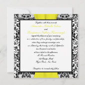 Zwart, Wit, Geel Damask GEDRUKT LINT Kaart (Achterkant)