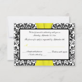 Zwart, Wit, Geel Damast GEDRUKT LINT RSVP (Achterkant)