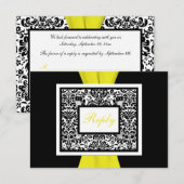 Zwart, Wit, Geel Damast GEDRUKT LINT RSVP (Voorkant / Achterkant)