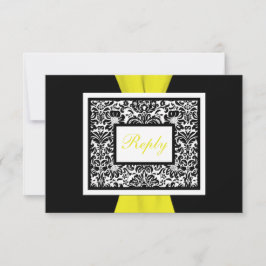 Zwart, Wit, Geel Damast GEDRUKT LINT RSVP