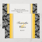 Zwart wit geel damast trouw verloving kaart (Voorkant / Achterkant)