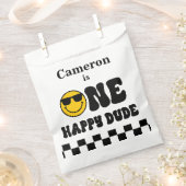 Zwart Wit Geel Een Gelukkig Dude 1e Verjaardag Bedankzakje (Geknipt)