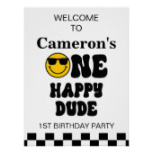 Zwart Wit Geel Een Gelukkig Dude Welkomstbord Perfect Poster (Voorkant)