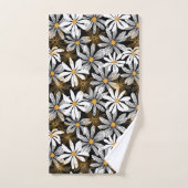Zwart, wit, geel Elegant Daisy Bloemen Abstract Bad Handdoek (Handdoek)