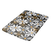 Zwart, wit, geel Elegant Daisy Bloemen Abstract Badmat (Gekanteld)