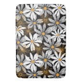 Zwart, wit, geel Elegant Daisy Bloemen Abstract Badmat (Voorkant Verticaal)