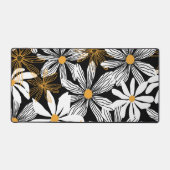Zwart, wit, geel Elegant Daisy Bloemen Abstract Bureaumat (Voorkant)