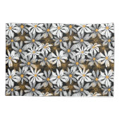 Zwart, wit, geel Elegant Daisy Bloemen Abstract Kussensloop (Achterkant)