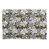 Zwart, wit, geel Elegant Daisy Bloemen Abstract Kussensloop (Voorkant)