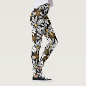 Zwart, wit, geel Elegant Daisy Bloemen Abstract Leggings (Rechts)