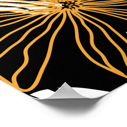 Zwart, wit, geel Elegant Daisy Bloemen Abstract Poster (Hoek)