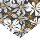 Zwart, wit, geel Elegant Daisy Bloemen Abstract Tafelkleed (Gekanteld)