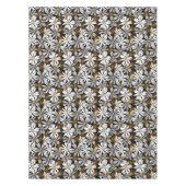 Zwart, wit, geel Elegant Daisy Bloemen Abstract Tafelkleed (Voorkant)