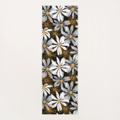 Zwart, wit, geel Elegant Daisy Bloemen Abstract Yogamat (Achterkant)