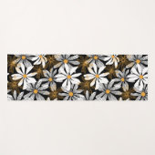 Zwart, wit, geel Elegant Daisy Bloemen Abstract Yogamat (Voorkant (horizontaal))