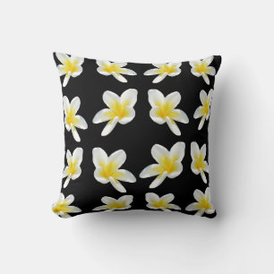 Zwart Wit Geel, Frangipani Sierkussen. Kussen