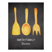 Zwart wit geel keukengereedschap Chalkboard Perfect Poster (Voorkant)