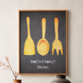 Zwart wit geel keukengereedschap Chalkboard Perfect Poster