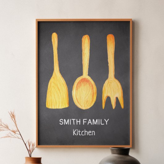 Zwart wit geel keukengereedschap Chalkboard Perfect Poster