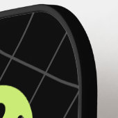 Zwart wit geel legant script gepersonaniseerd pickleball paddle (Links Detail)