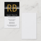 Zwart wit Geel Monogram Visitekaartje (Voorkant / Achterkant)