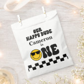 Zwart Wit Geel Onze Gelukkige Gast 1e Verjaardag Bedankzakje (Geknipt)