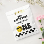 Zwart Wit Geel Onze Gelukkige Gast 1e Verjaardag Bedankzakje (Gezegeld)