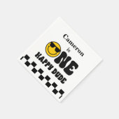 Zwart Wit Geel Onze gelukkige kerel 1e verjaardag Servet (Hoek)