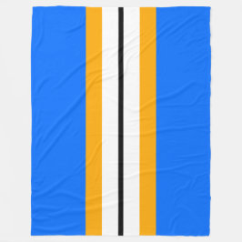 Zwart Wit Geel Racing Stripes op Helder Blauw Fleece Deken