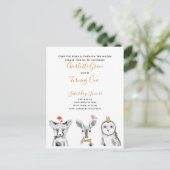 Zwart Wit Geel Script Woodland Verjaardagsfeest Uitnodiging Briefkaart (Staand voorkant)