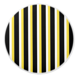 Zwart, wit, geel Stripontwerp - Drawerknop Keramische Knop