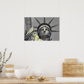 Zwart Wit Geel Vrijheidsbeeld New York Poster (Keuken)