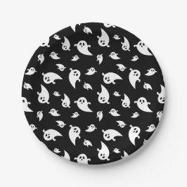 Zwart-Wit Geest Patroon Cute Halloween Papieren Bordje