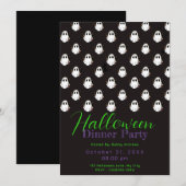 Zwart-wit Geesten Halloween Diner Party Kaart (Voorkant / Achterkant)