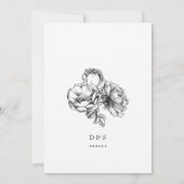 Zwart & Wit Geëtste Bloem Bruiloft Save the Dates Kaart (Achterkant)