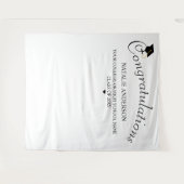 Zwart & Wit Gefeliciteerd Afstuderen Achtergrond Wandkleed (Voorkant (horizontaal))