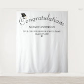 Zwart & Wit Gefeliciteerd Afstuderen Achtergrond Wandkleed (Voorkant)